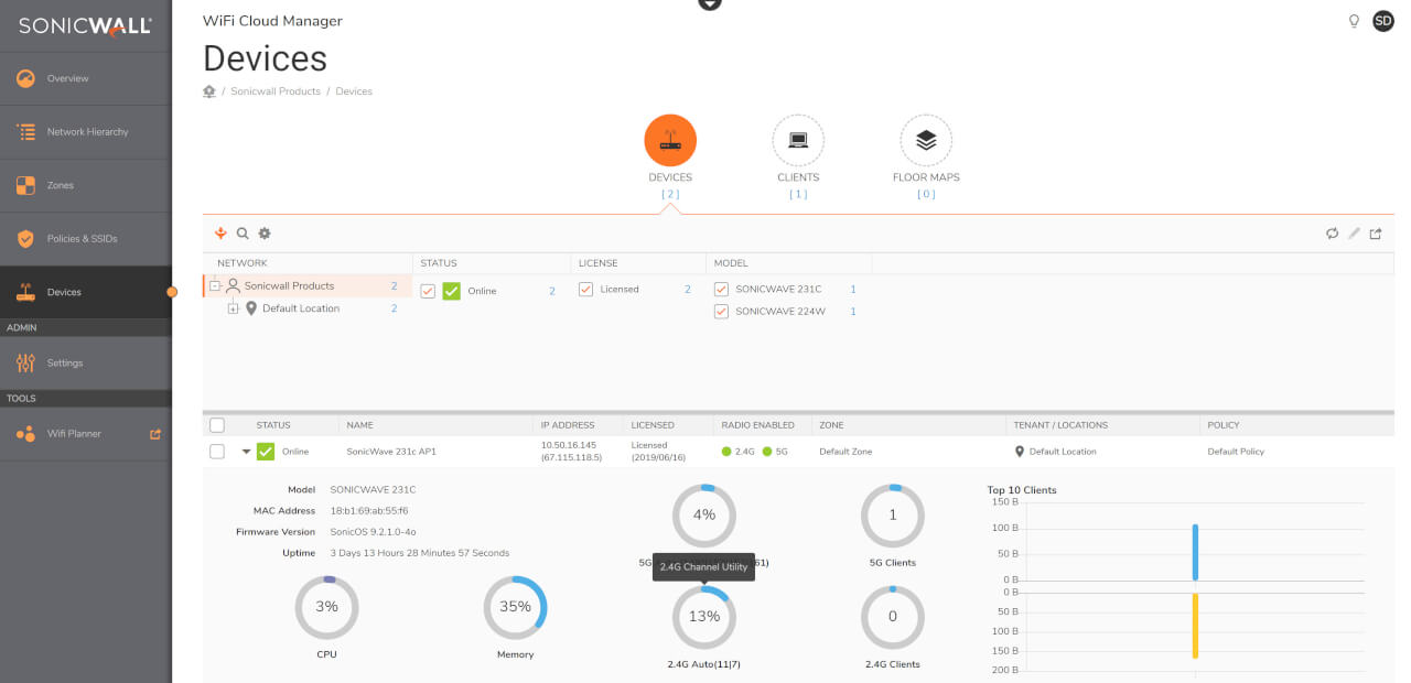 SonicWall Wifi Cloud Manager